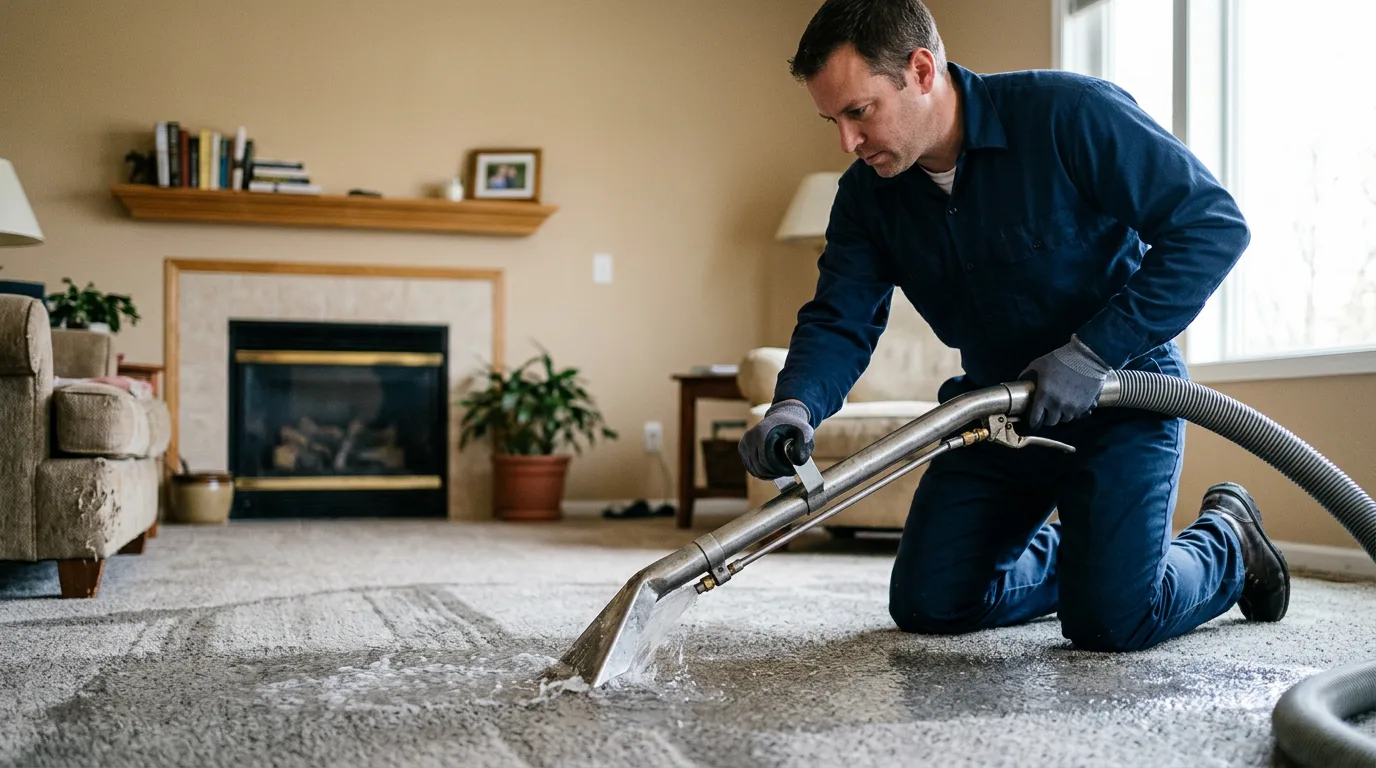 Water damage restoration technician working near Harmony, ME